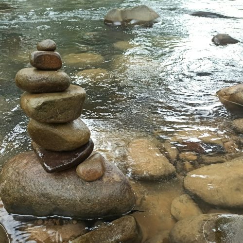 Zen stone at the river